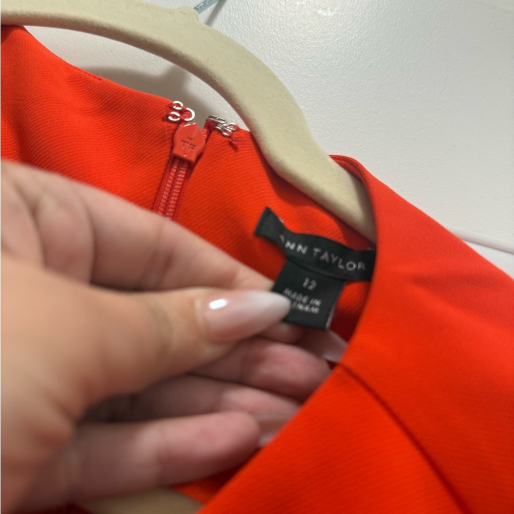 Ann Taylor Pleated Belted Orange Dress - Picture 4 of 5